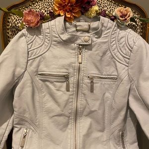 Vegan soft leather, light gray jacket